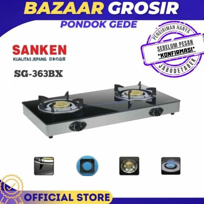KOMPOR 2 TUNGKU SANKEN SG 363 BX / SG363BX / SG-363BX - TEMPERED GLASS