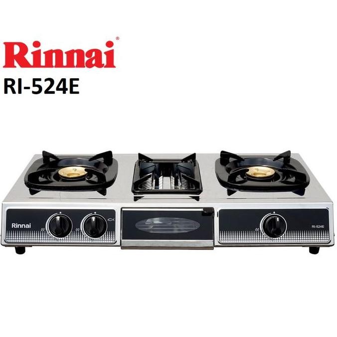 Kompor Gas Rinnai RI-524E Kompor Gas 3 Tungku Stainless Dilengkapi Panggangan