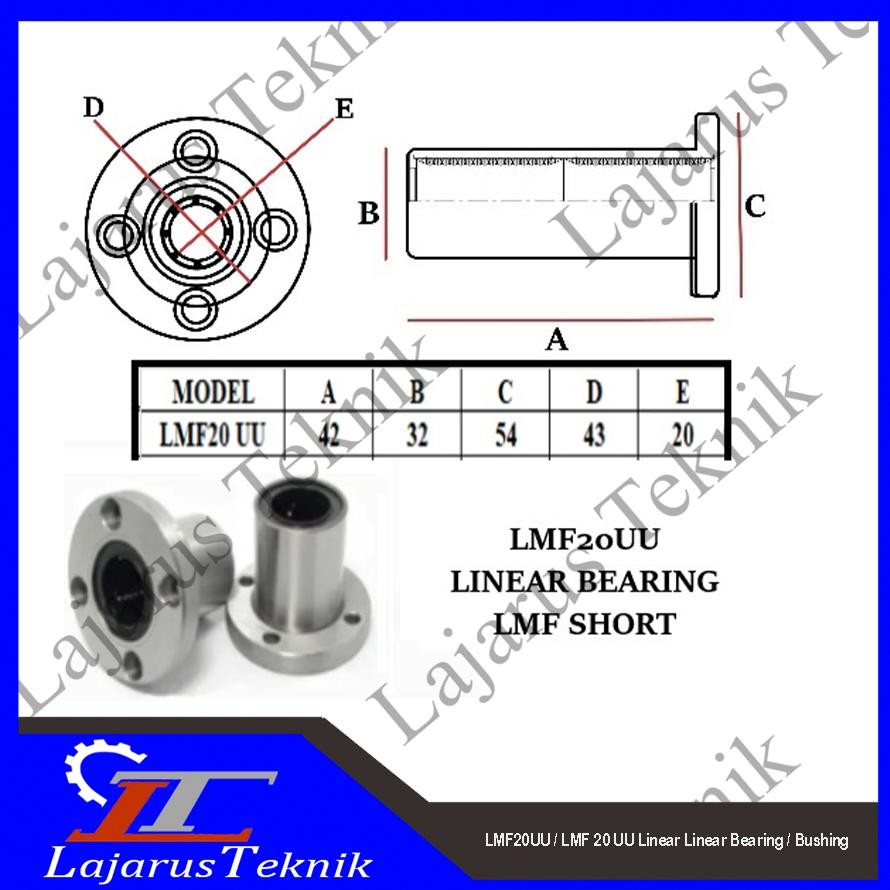 LMF20UU / LMF 20 UU Linear Linear Bearing / Bushing Nugi