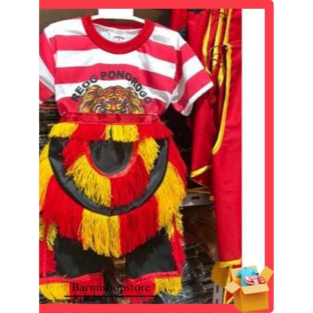

Paket Setelan Reog + Topeng Bujangganong Umur 1 - 12 Tahun Baju Reog Ganongan Free Embong Jaranan Bisa Cod