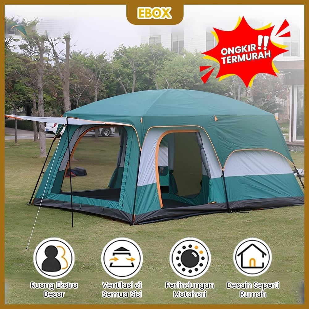 Tenda Camping Jumbo 10-13 Orang Tenda Outdoor Ada 2 Ruangan Waterproof Luxury Automatic