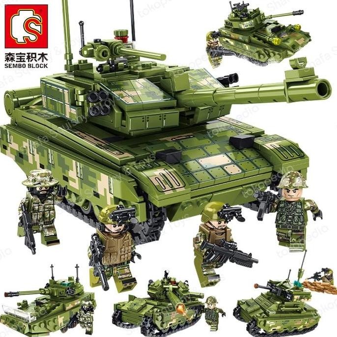 SEMBO Block 105425-105428 Iron-Blood Heavy Military Tank 4-in-1