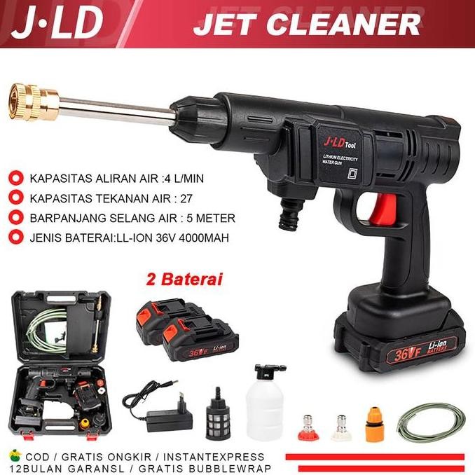 terbaru jld jet cleaner 36v steam cordless mesin steam mobil motor ac + 2 baterai