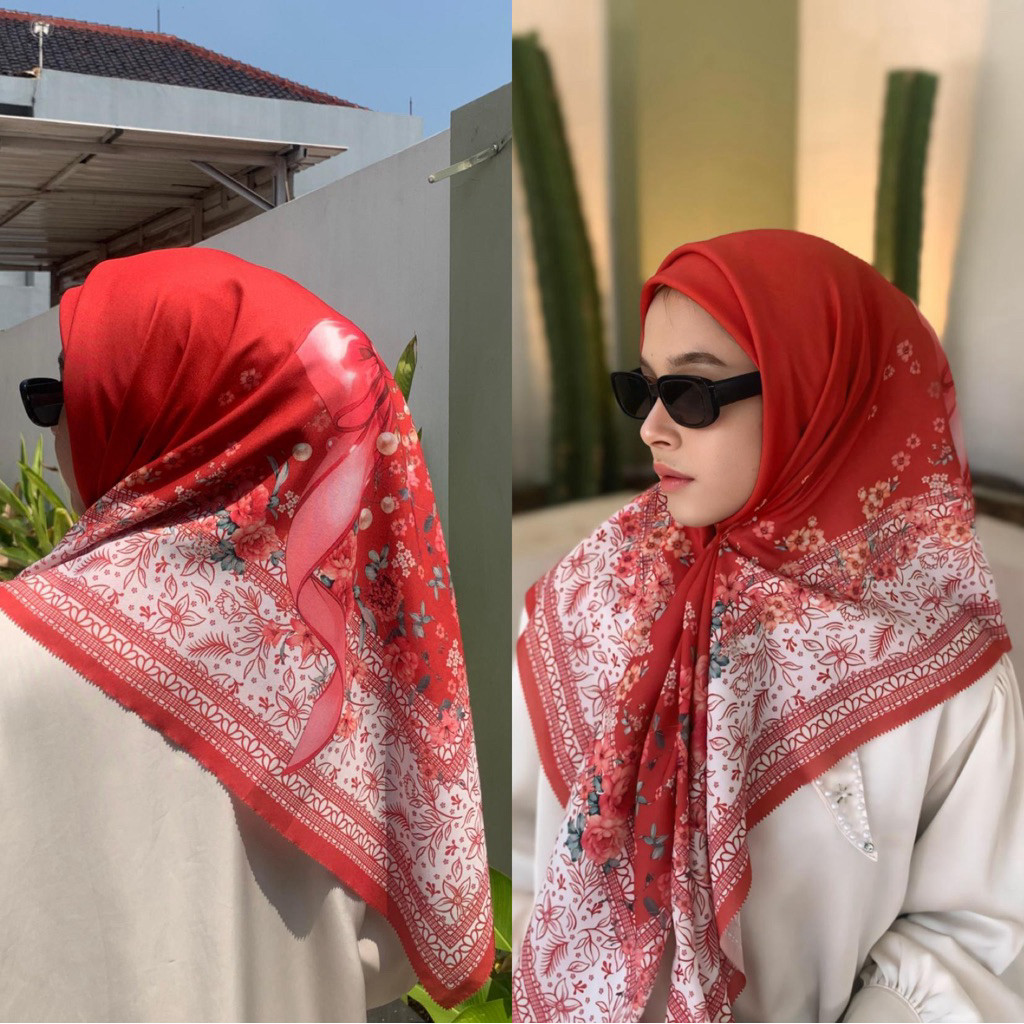 ChicPattern (348) Jilbab Segi Empat Motif Garis | Desain Modern & Berwarna