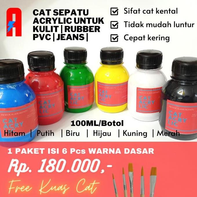 

Paket Cat Acrylic 6Pcs Warna Dasar Gratis Kuas Dan Finisher