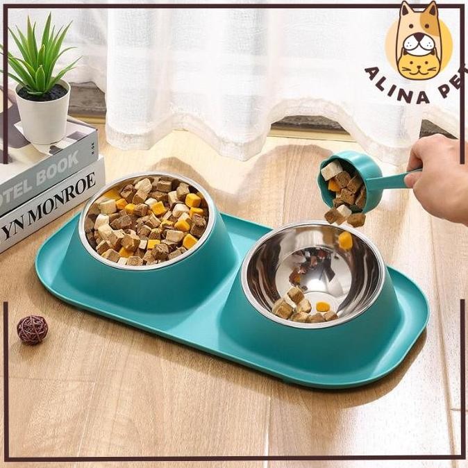 Tempat Makan Anjing Anti Semut 15 Tilt Tempat Makan Kucing Double Stainless Bowl Tempat Makan Anjing