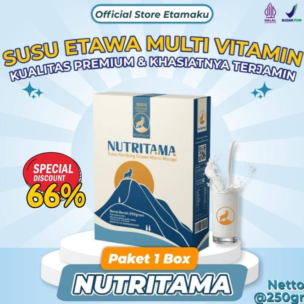 

NO_MORE Nutritama Susu Bubuk Kambing Etawa paket 1 Box 500gram Susu Kesehatan Keluarga Susu Etawa Premium