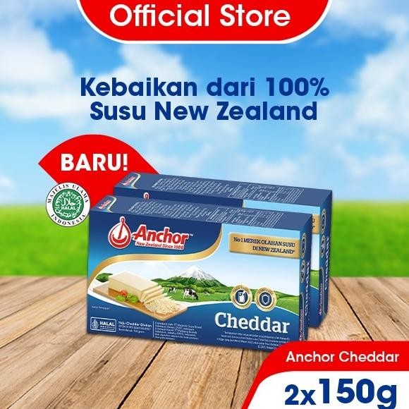 

NO_MORE Anchor Cheddar Block Cheese 150 gram x 2 pcs