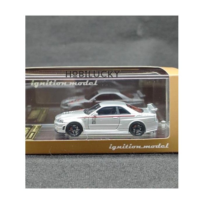 Ignition Model 1/64 Nissan Skyline GTR R34 R Tune Silver Nismo Resin