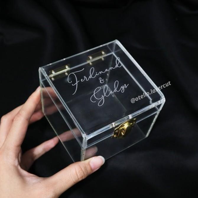 Custom Ukuran | Kotak Cincin Akrilik Ring Box Acrylic Tempat Cincin