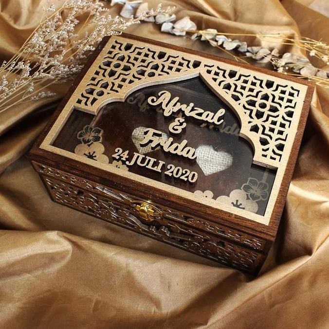 Ring Box Floral 20x15 Full Ukir / Kotak Cincin / Kotak Kayu