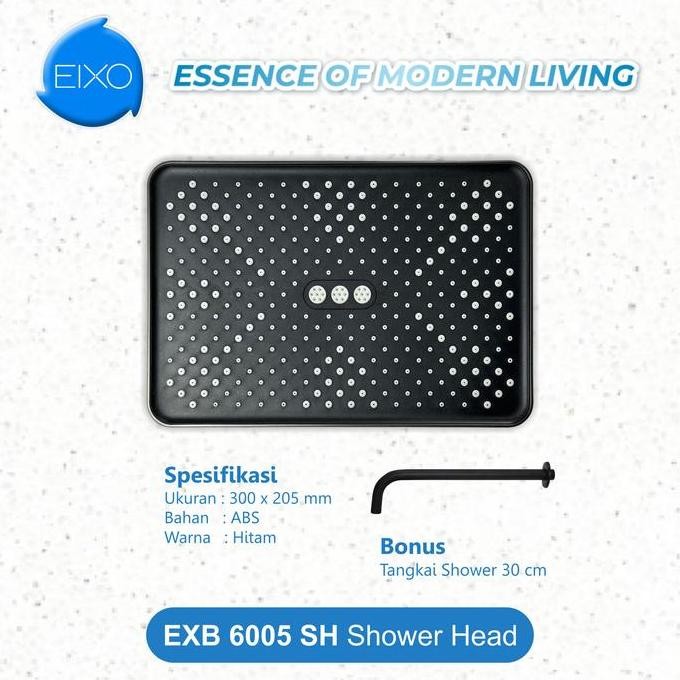 Shower Head Eixo Bufalo Exb 6005Sh Modern Warna Hitam Dengan Tangkai Stainless Steel 201 Dan Head Ab