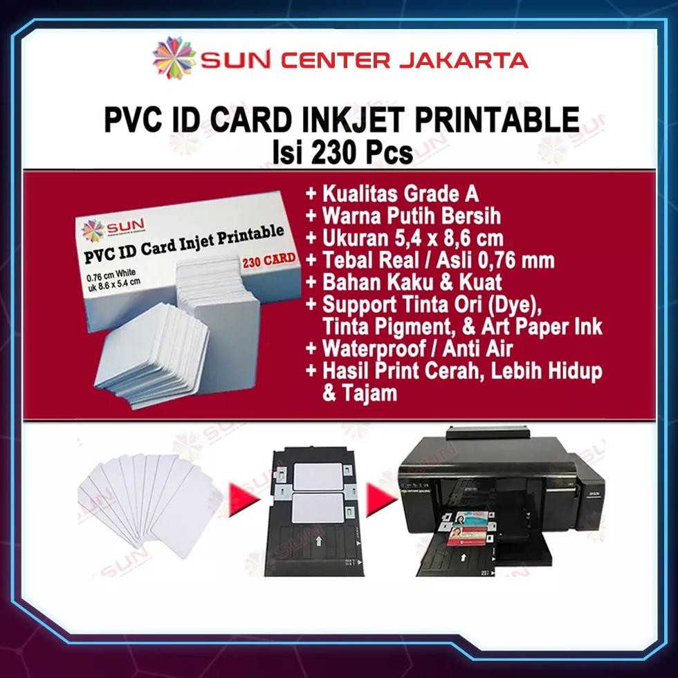 

Inkjet PVC ID Card Grade A 0,76 White Uk 8.6 x 5.4 cm Isi 230 ( Kertas PVC ID Card Inkjet Printable untuk Tray Id Card L8050 L805, T60, L850, R230 )( Support Epson Ori 673 /dye/pigment/art Paper Ink ) Nugi