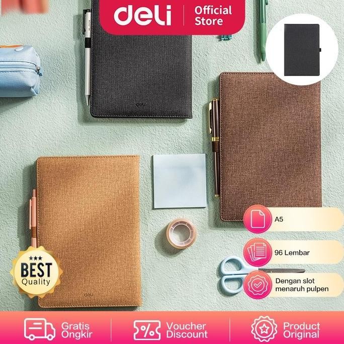 

Tersedia Deli EN118L Notebook Canvas Cover Buku Agenda Sampul Kain - Buku Catatan Kerja