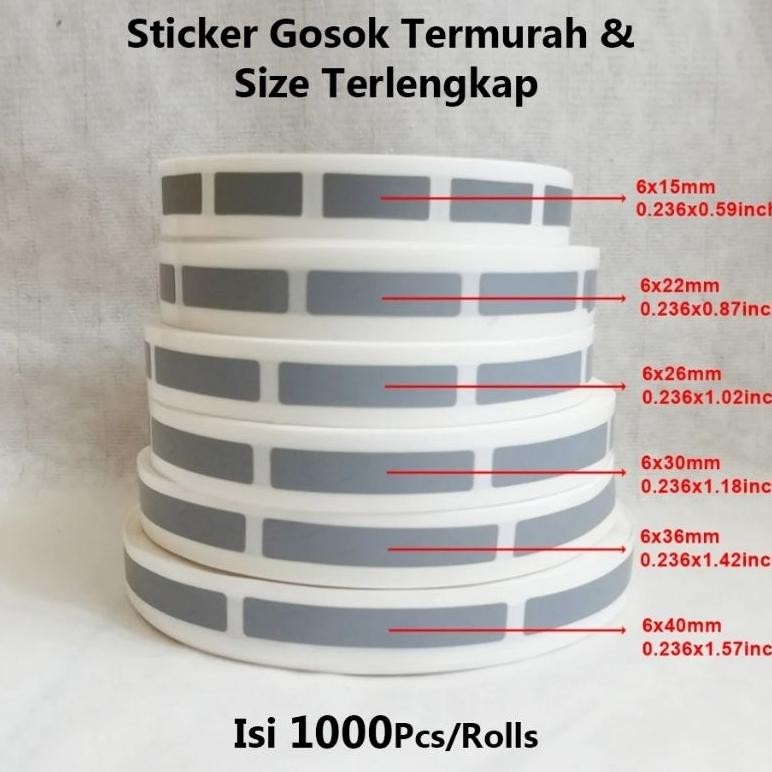 

Promo 1000pcs Label Gosok / Penutup Pin Voucher Uk 6mm Size Lengkap Polos Nugi