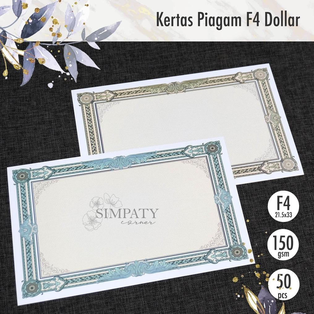

Blanko / Kertas Piagam / Sertifikat Folio F4 Simpaty High Quality Tipe Dollar Nugi