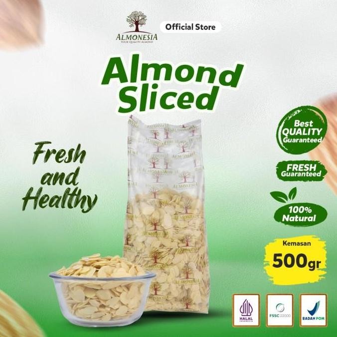 

Tersedia Almond Slice Almonesia 500gr Kacang Almond Iris Panggang Premium