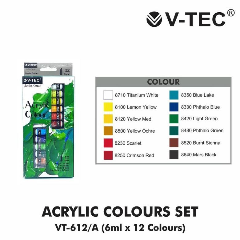 

Cat Acrylic Colours Set V-Tec 6ml/12W ( 1set/12wrn ) Nugi