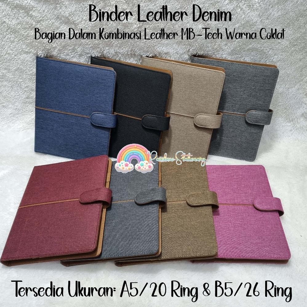 

Binder Leather Jeans/Denim Kombinasi Warna Bagian Dalam. Tersedia Ukuran A5/20holes dan B5/26holes Nugi