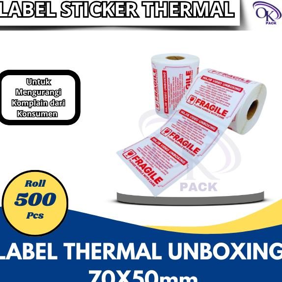 

LABEL STICKER THERMAL FRAGILE 70X50 ISI 500 PCS ( Wajib Video Unboxing Stiker Jangan Dibanting Online Shop) Nugi