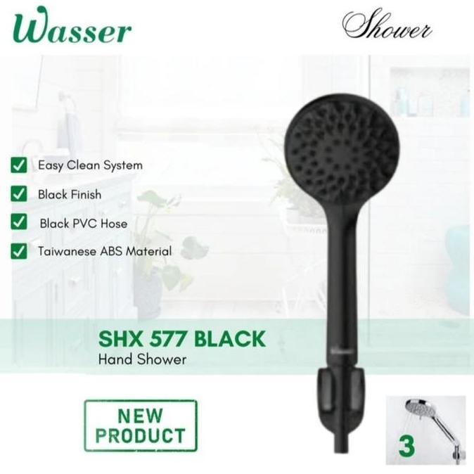 >*>*>*>*] Wasser Shower Mandi / Hand Shower Set Warna Hitam tipe SHX-577 BLACK