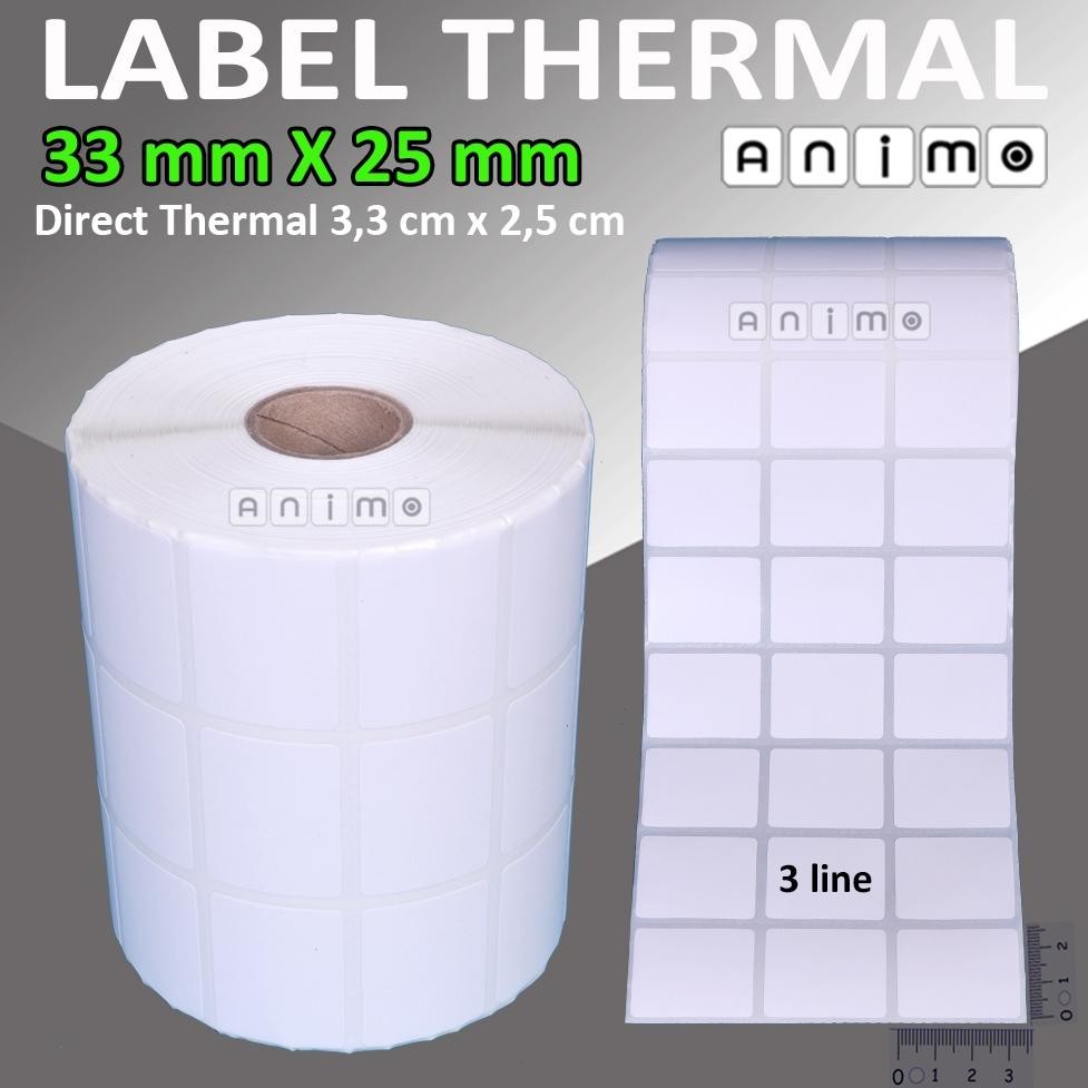 

LABEL THERMAL 33X25 - Label Barcode Direct Thermal 33 X 25 mm - Stiker Thermal 33x25 - 2 Line - 3 lINE isi 2.500 pcs Nugi