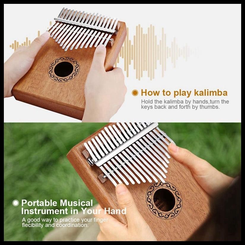 KALIMBA ALAT MUSIK ACRYLIC KIMI MINI 17 KEYS PIANO JARI JEMPOL KALIMBA KAYU ORIGINAL TRADISIONAL MUR