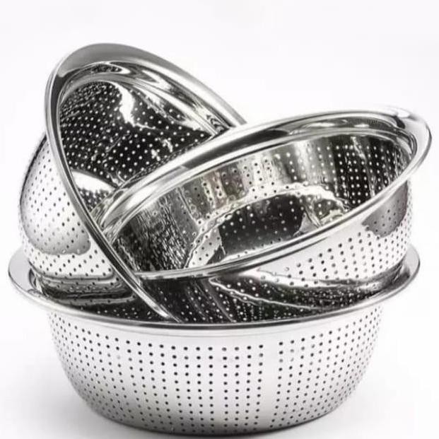 Baskom Saringan Stainless Steel Baskom Tirisan Buah Sayur Beras