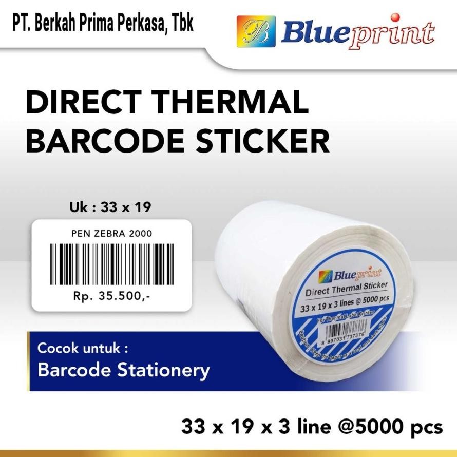 

BLUEPRINT Direct Thermal Sticker Label Barcode 33x19 mm 3 Line 5000pcs Nugi