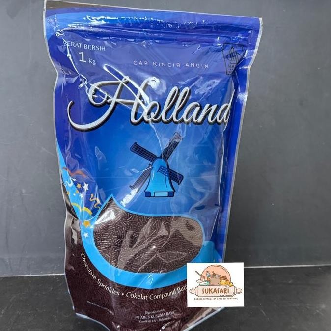 

Meses Holland 1 Kg Coklat Meises Hagelslag Chocolate Dark Kincir Angin