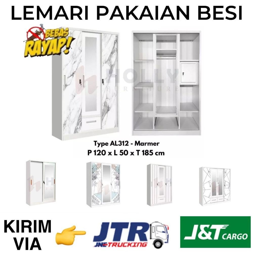 ( Khusus Kargo ) Lemari Pakaian Besi 2 Pintu - 3 Pintu - 4 Pintu Sliding import Lemari Baju Besi Nug
