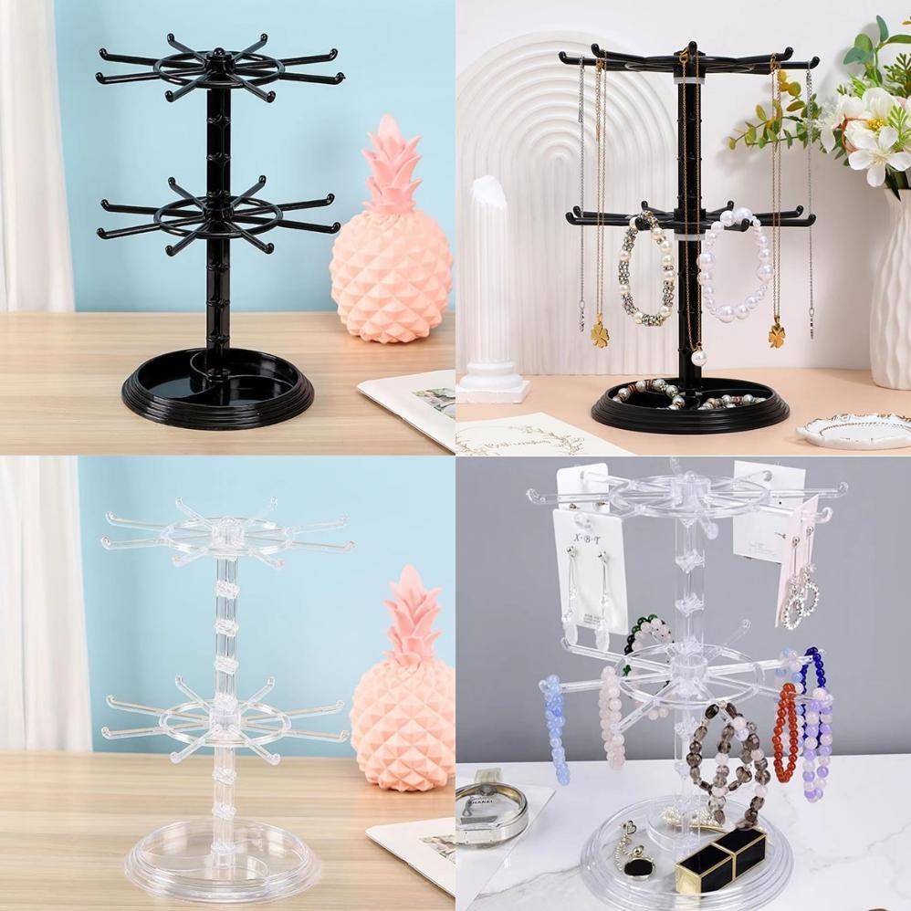 "2 susun Rak Display putar Matahari Aksesoris putar Serbaguna Untuk Gantungan Kunci Rak Tempat Gelan