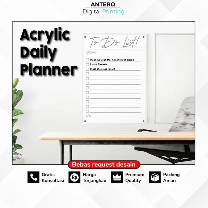 Tersedia To Do List Akrilik Daily Planner Custom Jadwal Harian Acrylic Wall Board Minimalis