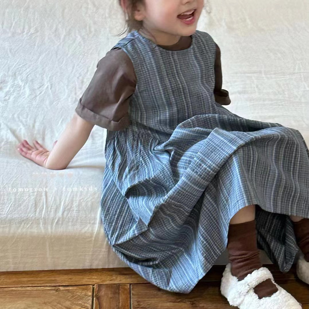 【Si Kecil Gemoy Shop】【COD】Setelan Laris Anak Perempuan Kaos Lengan Pendek Coklat Jepang Dan Korea Ya