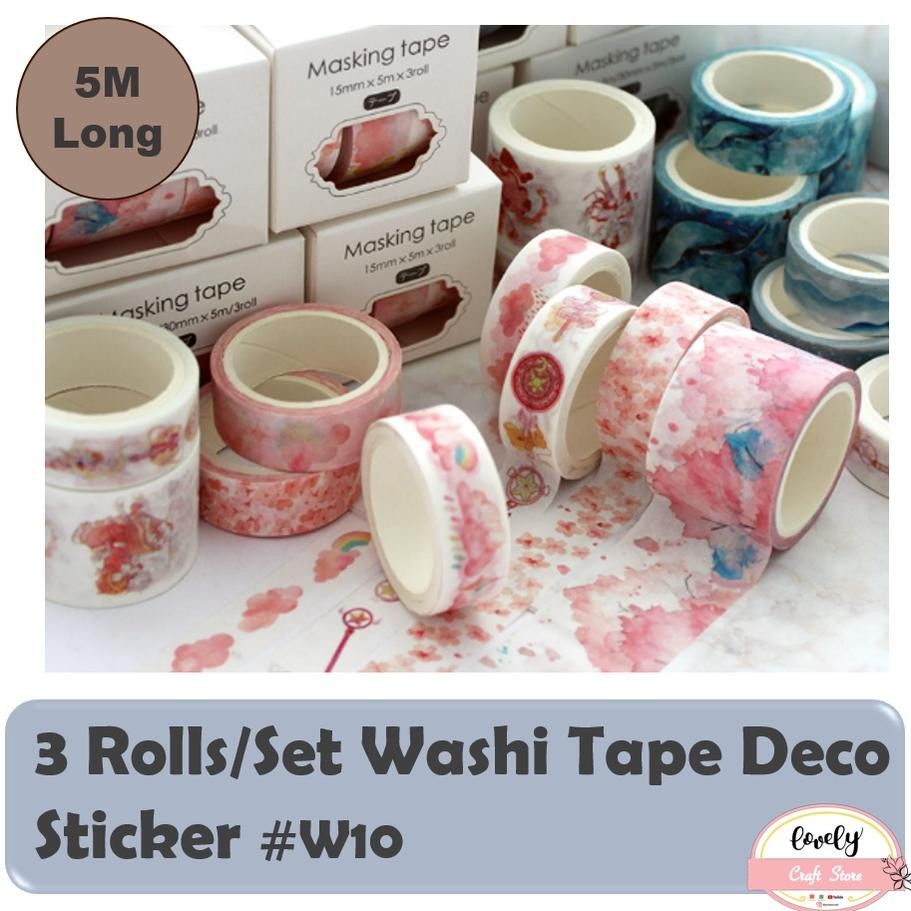

Rd1- Lovelycraft | W10 ~ 3Rolls/Set Washi Tape Paper Tape Art Deco Journal Bullet Journal Tape Kertas Washi Selotip Kertas Dekorasi Art Deco Mahar Scrapbook