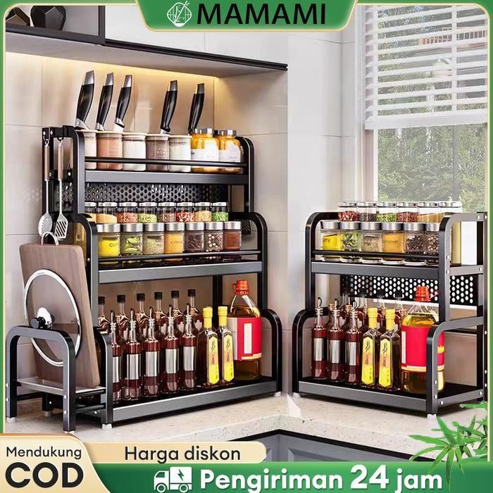 KS Rak Bumbu Dapur Stainless Steel Rak Botol Bumbu Rak Bumbu Rak Penyimpanan Bumbu Dapur Rak bumbu t