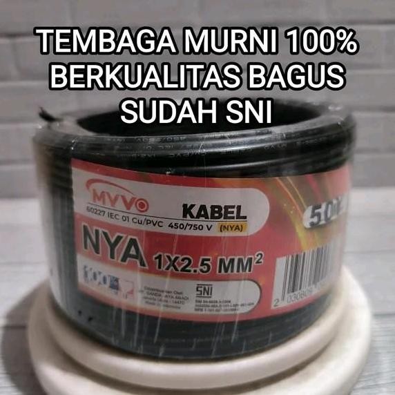 Myvo Kabel Nya 2.5Mm Tembaga Murni Full Sni Lmk 1Roll 50 Yard Kabel Kawat Tunggal 2.5 Mm Kabel Sni K