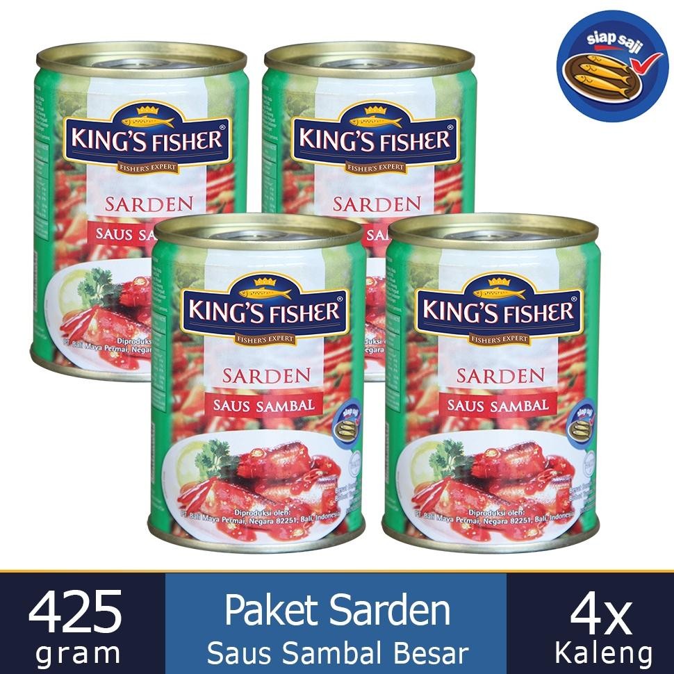 

NO_MORE King's Fisher Paket 4 pcs Sarden saus sambal 425g Makanan Kaleng kings fisher