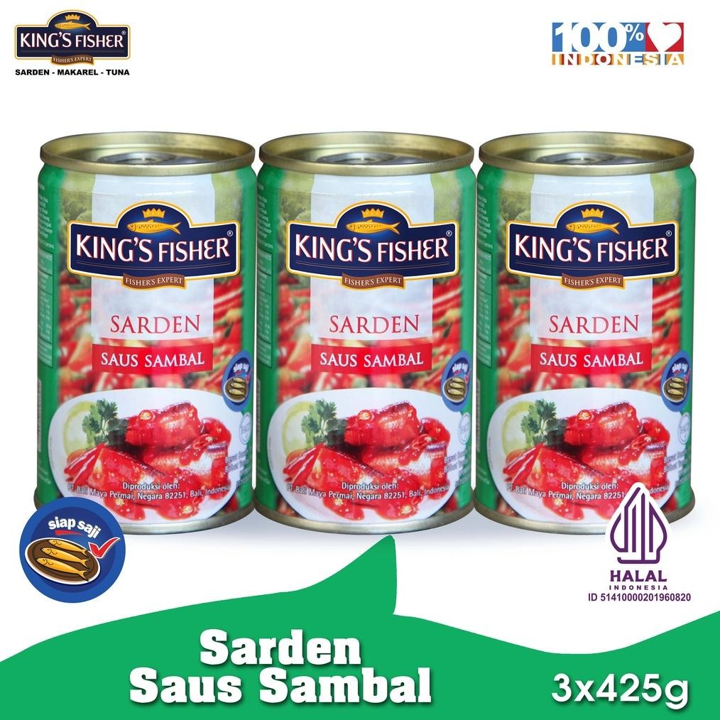 

NO_MORE King's Fisher Paket 3 pcs Sarden saus sambal Makanan Kaleng 425g