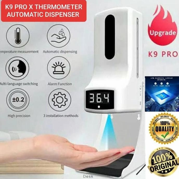 K9 Pro X Thermometer Infrared Hand Sanitizer Dispenser Otomatis 2 In 1