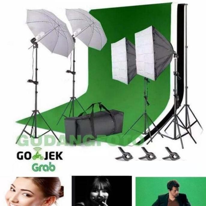 Paket softbox green screen Background Foto Lampu studio custom