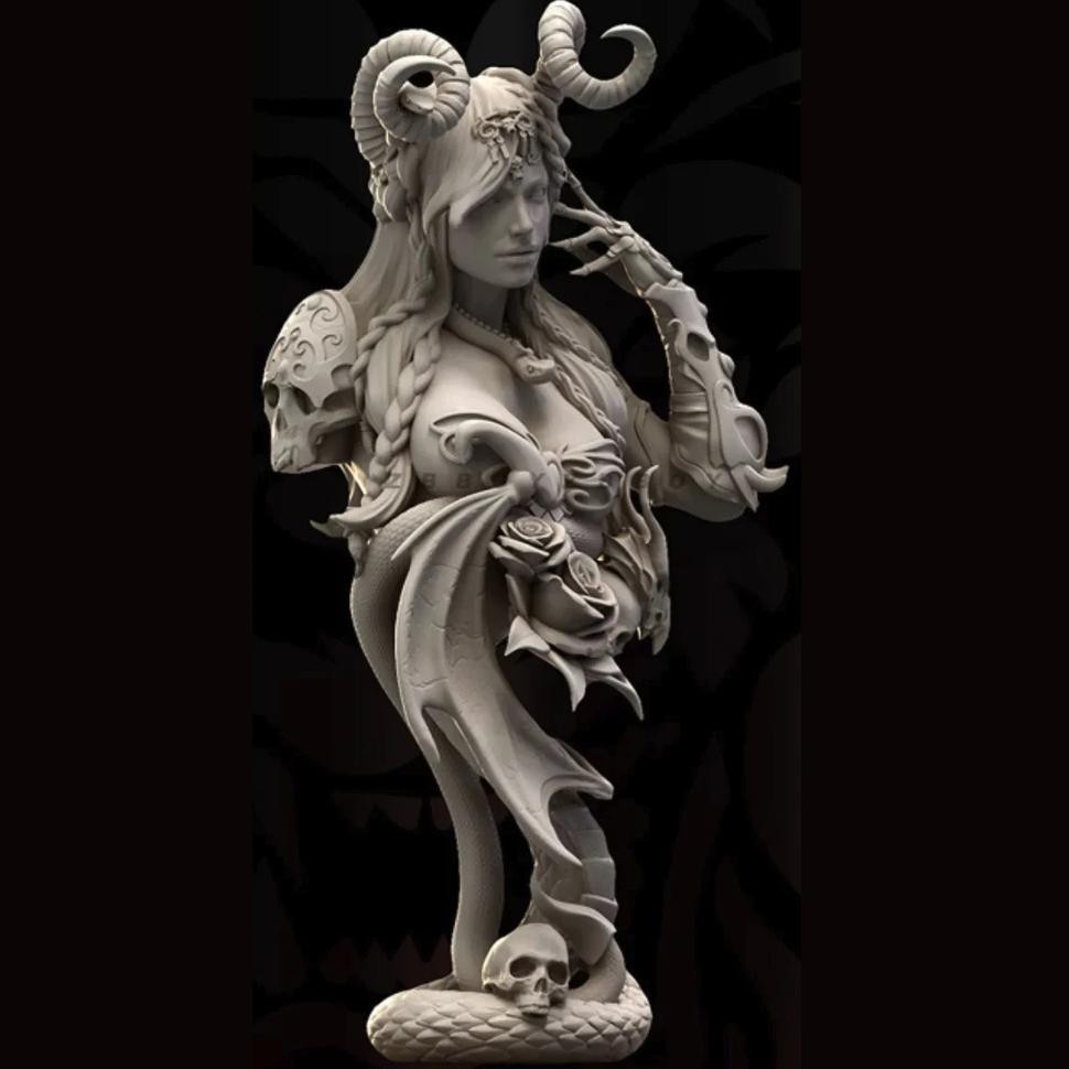 1/10 Love & Hate, Horned Magic Girl, Sexy Girl, Resin Model Figure Bust, Gk, Fantasy Genre, Unassemb
