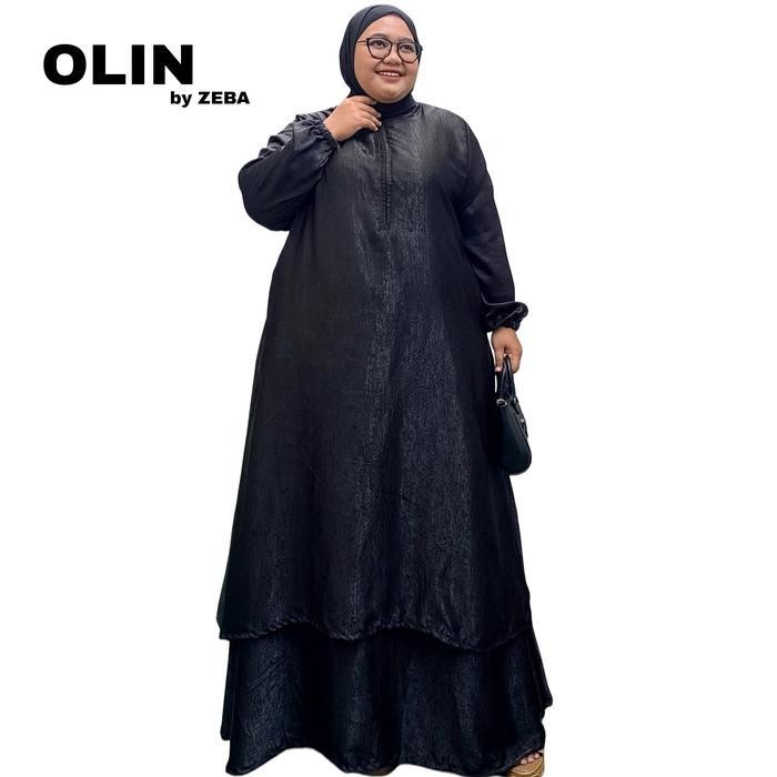 GKI Zeba | Olin Gaun Pesta Jumbo Mewah LD 120 130 140 150 Baju Kurung Gamis 2 Layer Dress Lebaran An