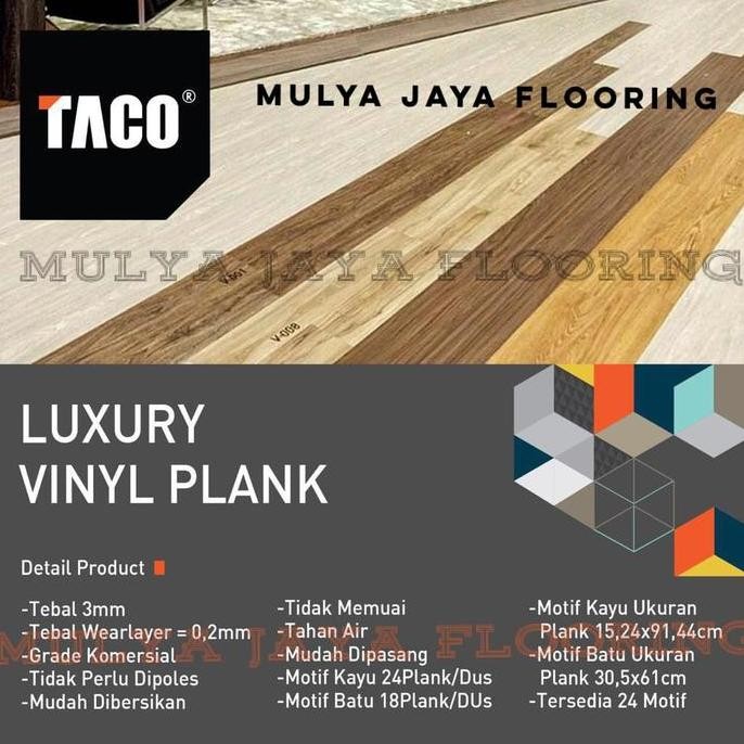 Taco Luxury Vinyl Plank 3Mm Tebal 3Mm Motif Kayu Ukuran 15X91,44Cm Per Dus 3,34M2 , Motif Stone 30X6