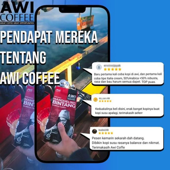 

Awi Coffee Kopi Peaberry 250 Gr + Kopi King Jantan Peaberry 250 Gr | Espresso | Latte | V60 | Vietnam Drip | Manual Brew | Americano | Es Kopi Susu Gula Aren