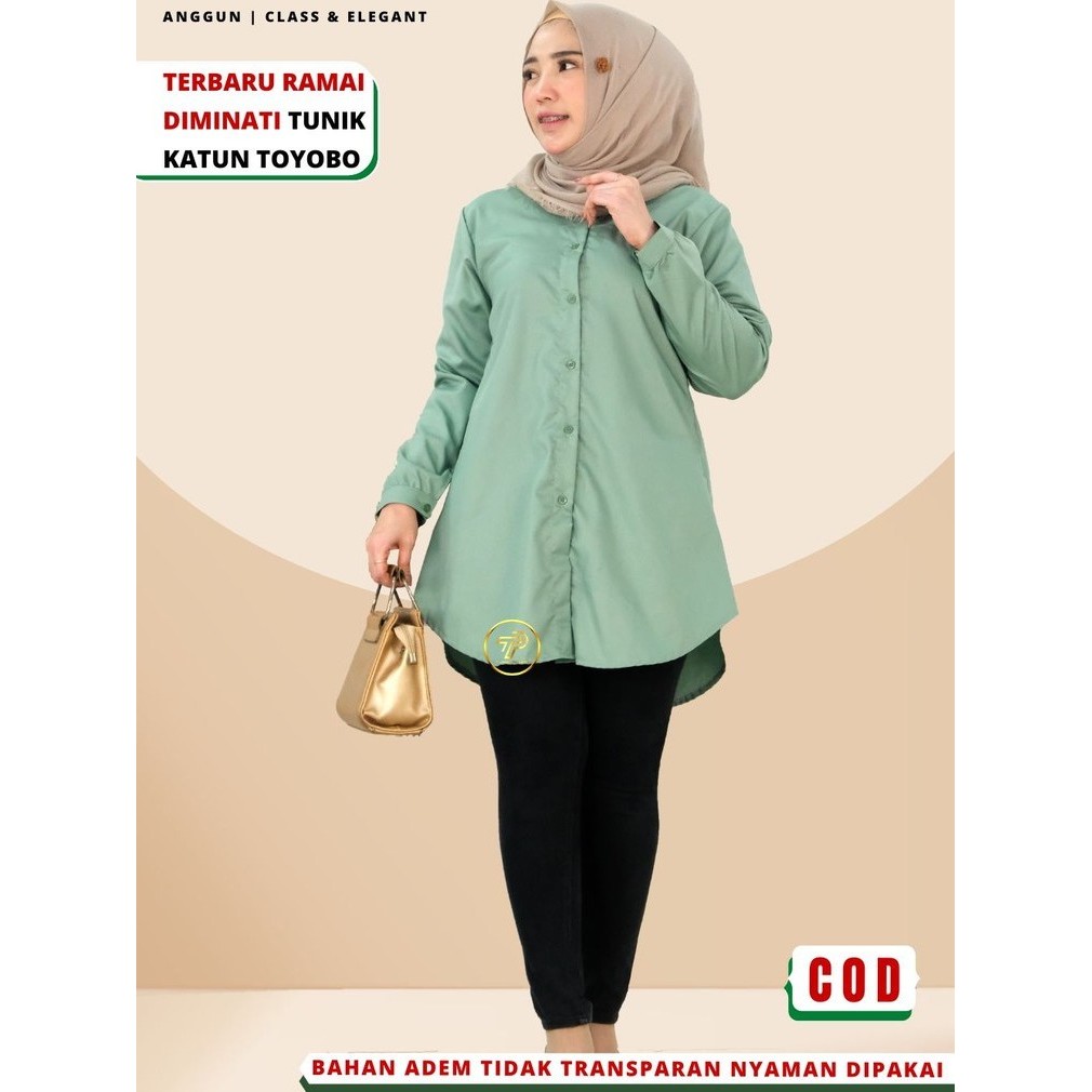 Baju Atasan Tunik Tunic Polos Santriwati Muslimah Wanita Dewasa Bahan katun Toyobo Adem Busui B5