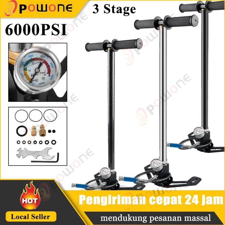 Powone 3 Stage 6000PSI 4500PSI PCP Pump Pressure Gauge Untuk Ban Kayak Bola Tiup Senapan Angin Mengi