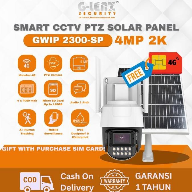 Glenz Cctv Outdoor Sim Card 4G Gwip 2300 - Sp 2K 4Mp | Camera Smart Cctv Ptz  Full Color Night Visio