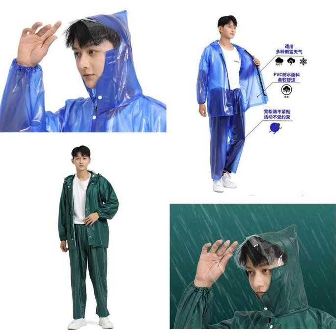 ORI - JAS HUJAN SETELAN PRIA WANITA JAKET CELANA DEWASA ANTI BOCOR