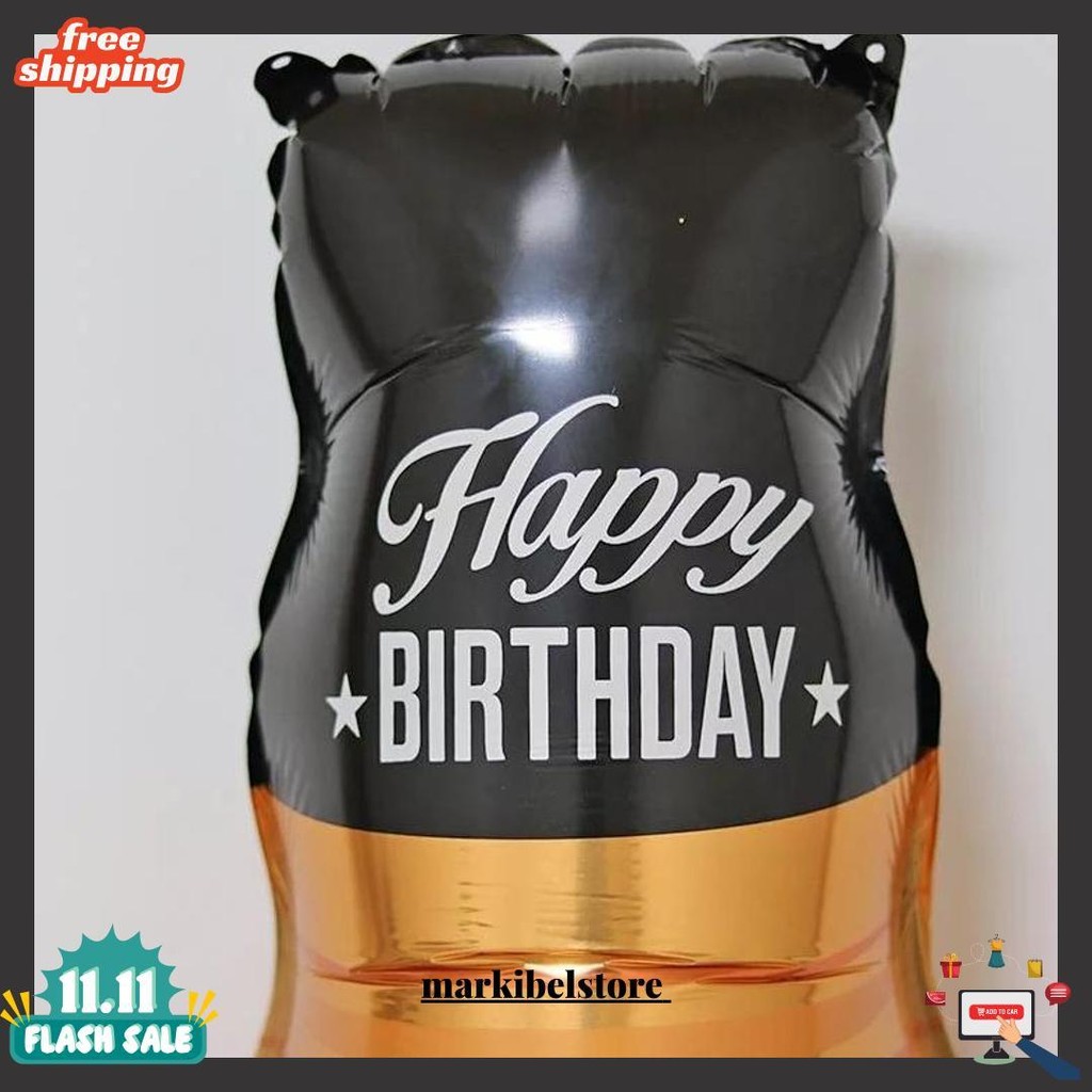 Balon Foil Happy Birthday Botol Whiskey / Balon Foil Botol Wine Perfection Jumbo Bisa Cod